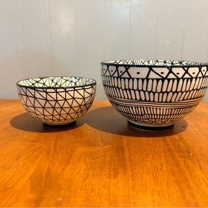 Artisan Black and White Ceramic Bowl Duo